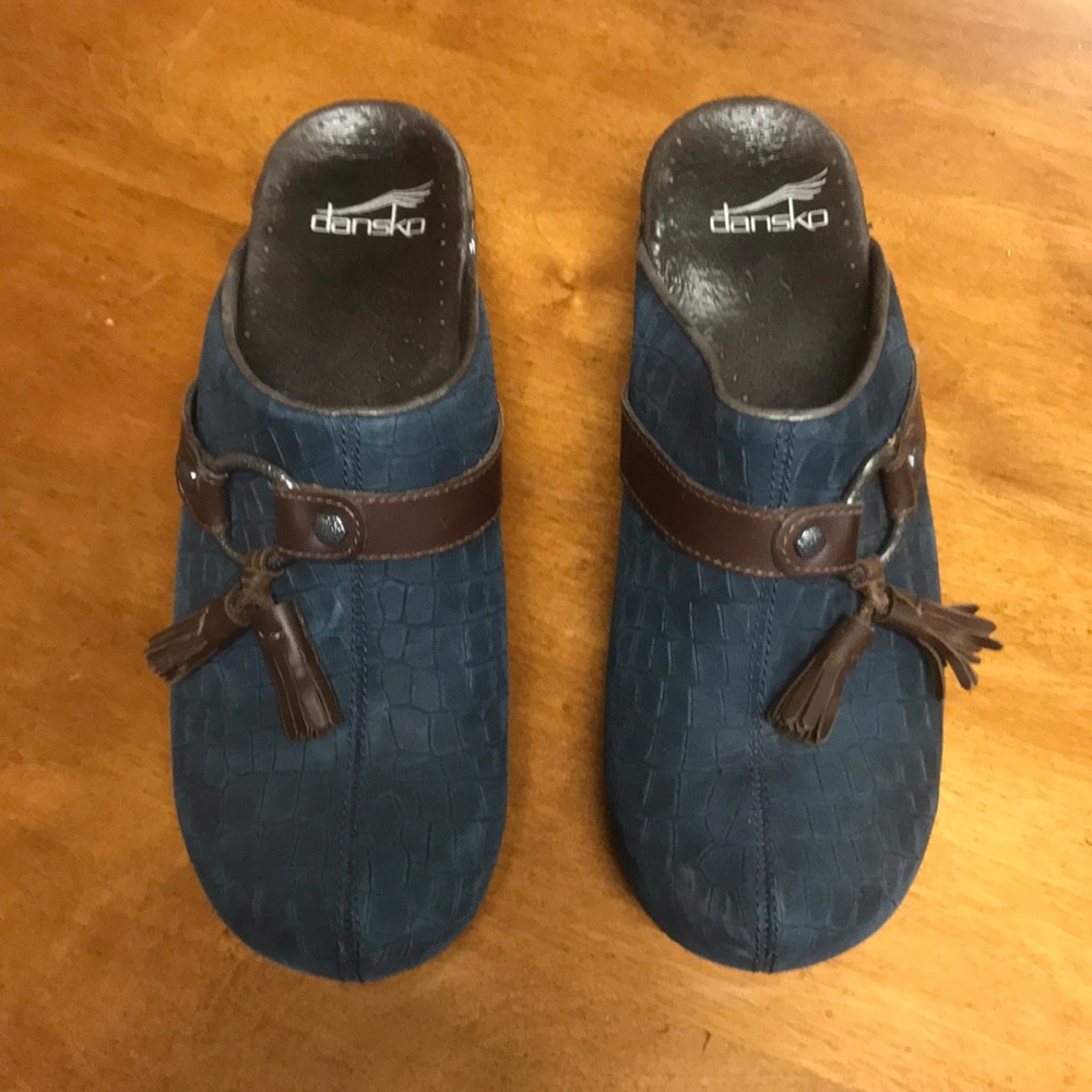 Dansko Navy mule with Brown Tassels size 39